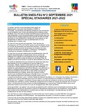 Bulletin Snes-FSU spécial STAGIAIRES - n° 2 septembre 2021 {PDF}